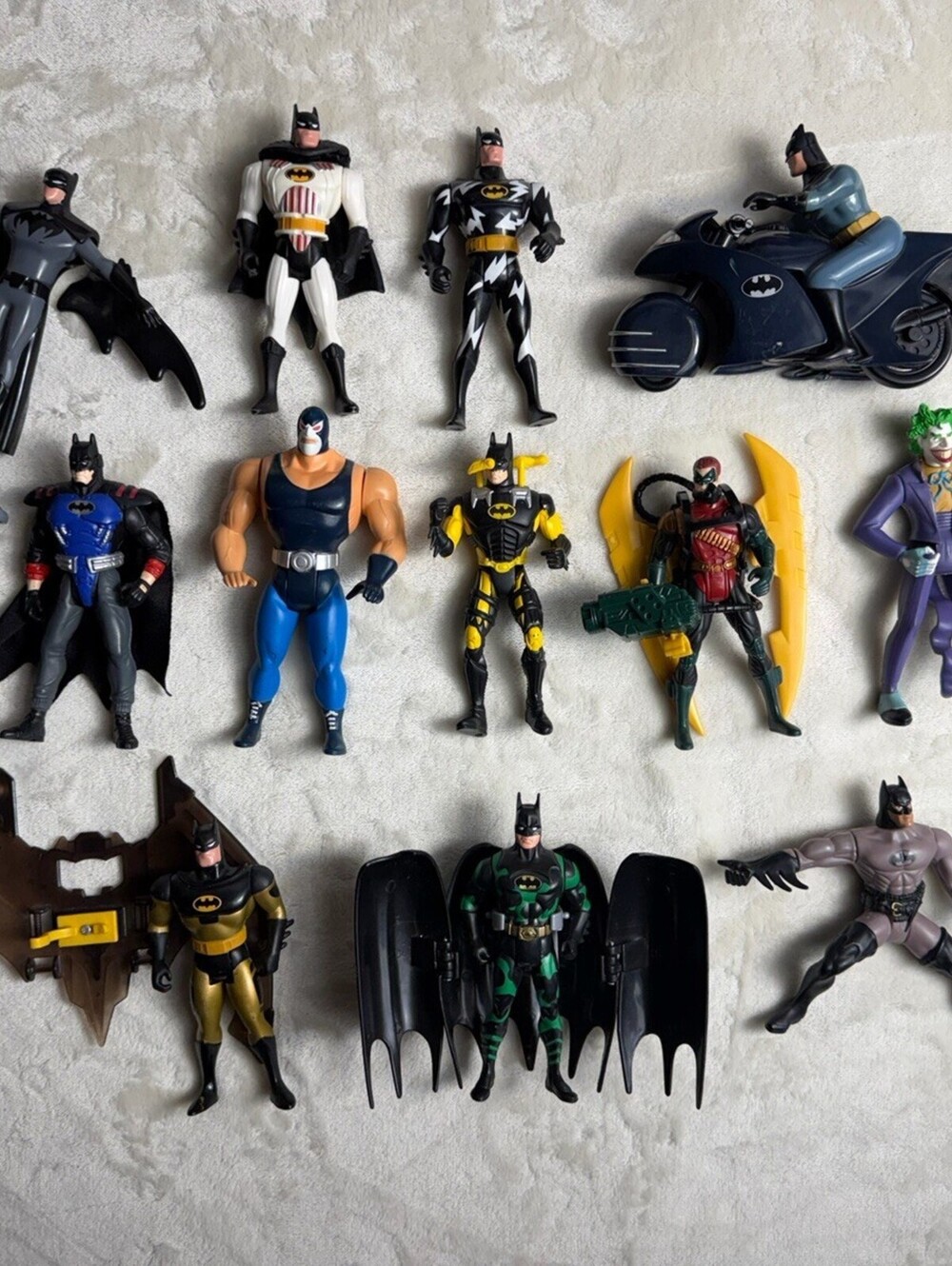 Vintage Batman Action Figures Lot Kenner Animated Series Joker Bane Batcycle